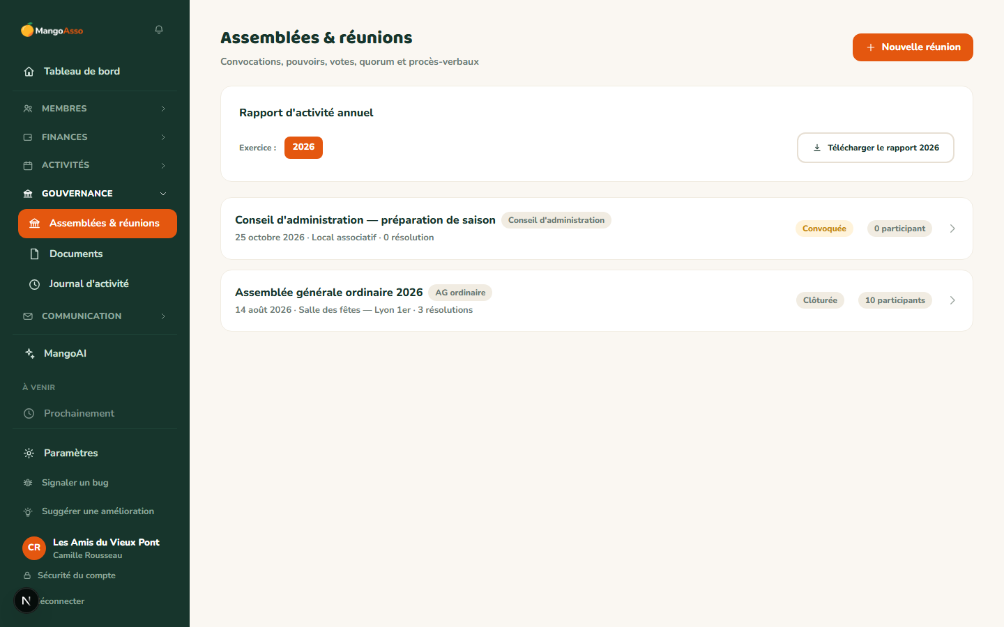 Gestion d'une assemblée générale dans MangoAsso